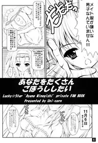 (C79) [Yappari Ao ga Suki (Uni-corn)] Anata wo Takusan Gohoushi Shitai (Lucky Star)