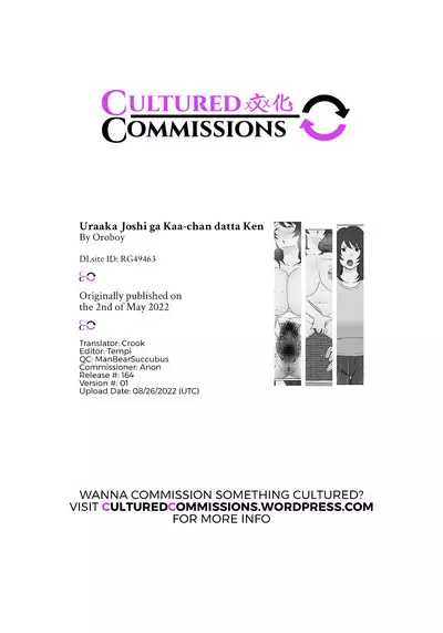 Uraaka Joshi ga Kaa-chan datta Ken | That Time The Anonymous Nudes Account Turned Out To Be My Mother's